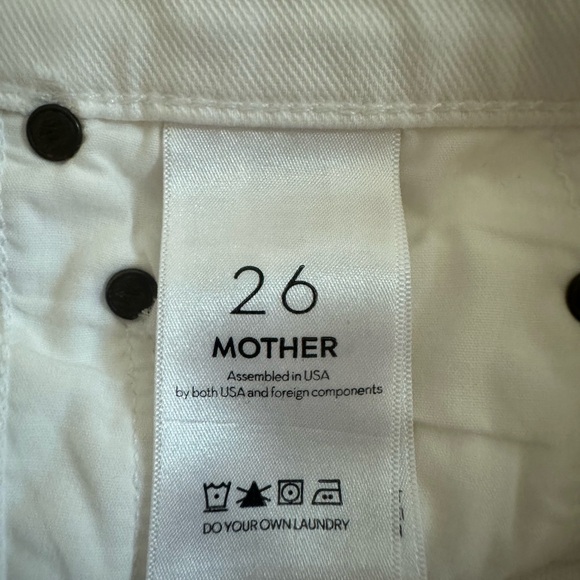 Mother Insider Crop Step Fray White Jeans Glass Slipper 26 Mid Rise Minimalist - Picture 11 of 15